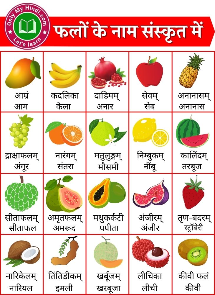 Fruits Name In Sanskrit | फलों के नाम संस्कृत में