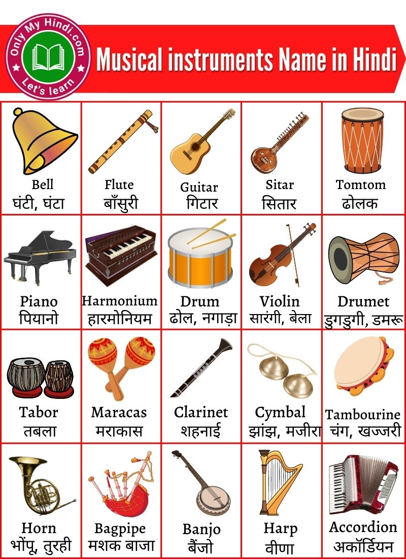 Musical Instruments Names in Hindi | वाद्य यंत्र के नाम