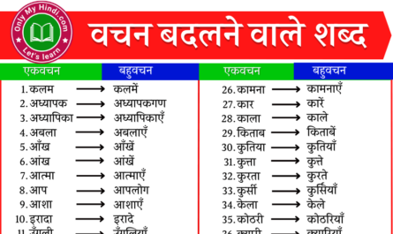 वचन बदलने वाले शब्द Vachan Badlo in Hindi